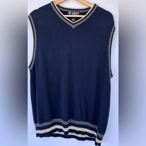 Varsity by Roundtree & Yorke Men’s Knit Sweater Vest V-Neck Navy Size‎ Large